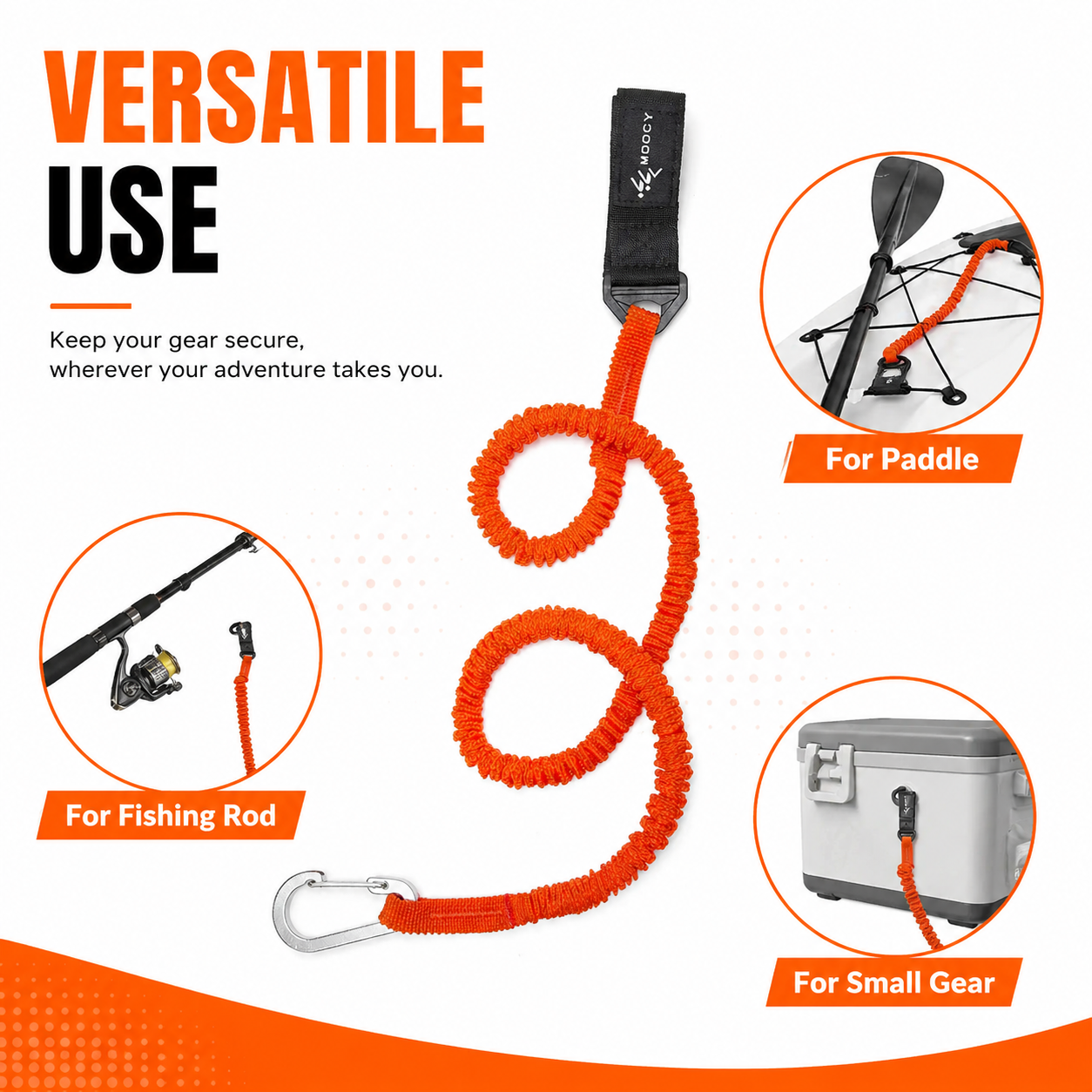 Coiled Paddle Leash Orange Kay - огляд і ціна Fishing Kayak Paddle Leash